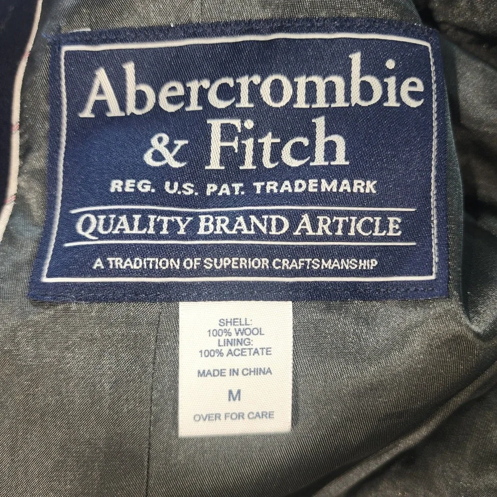 Abercrombie & Fitch Mens Navy Blue Pinstripe 100% Wool 3-Button Blazer Jacket M